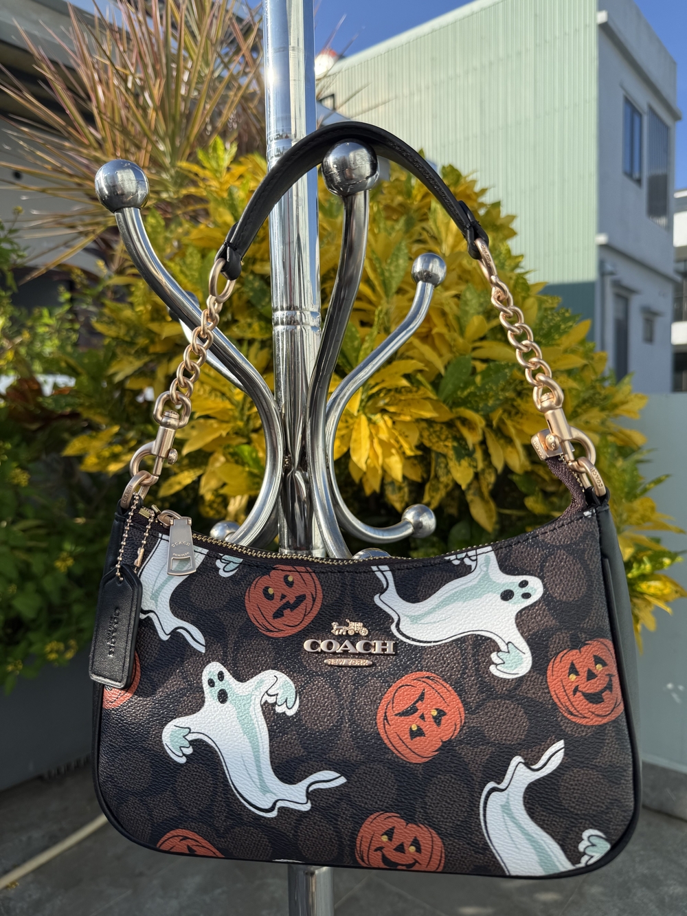 Coach Teri Bag Halloween Ghost Pumpkin in Signature Canvas